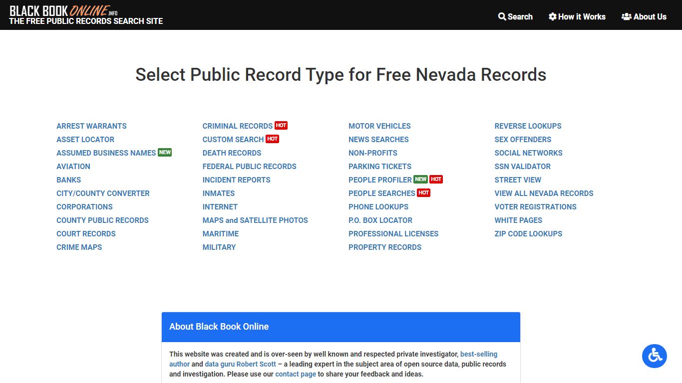 Free Nevada Public Records Directory | Black Book Online